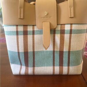 Spartina 449 Tan and Teal Plaid Shoulder Bag
